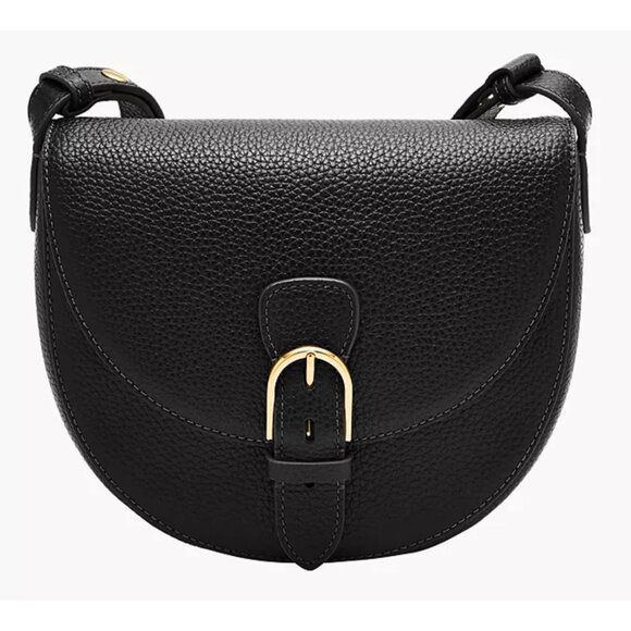 Fossil Everleigh Leather Large Flap Crossbody Bag Black NEW - Picture 9 of 10